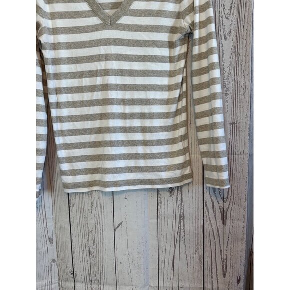 Gap The Bowery Super Soft Gray & White Knit Long Sleeve Top Side Large - Picture 2 of 4